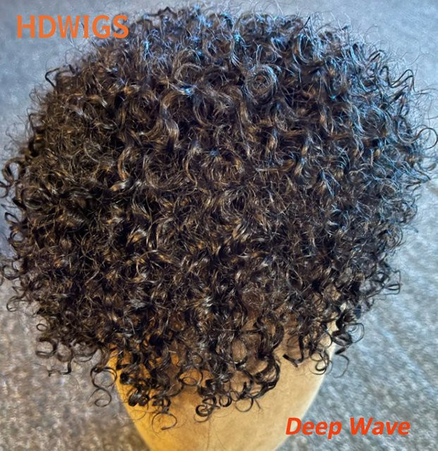 HDWIGS Herren-Toupet, Deep Wave, indisches Echthaar, lockig, Voll-PU - Bild 1