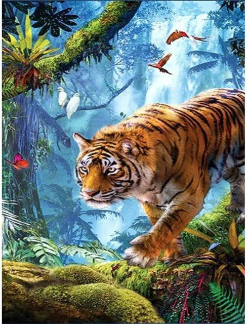 FIYO DIY 5D Diamant Malerei Mosaik Tiger in Grau und Multicolour, Breite: 20 cm, Höhe: 30 cm - Bild 1
