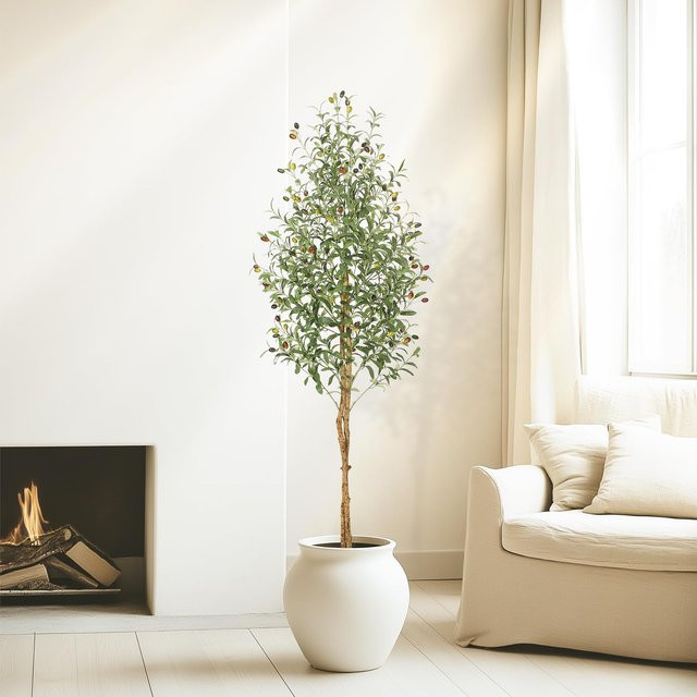HiMISS Künstlicher Baum in Grün mit Holzoptik für Innenräume - Bild 1