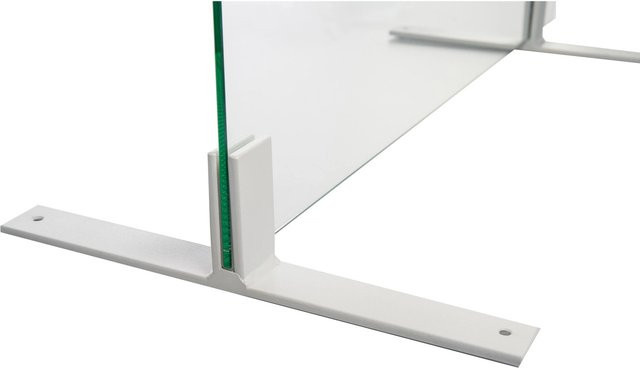 Skyscope Standfuß quer für Hygiene-Schutzglas ESG 6 mm in Weiß, Länge: 350 mm, aus Aluminium matt - Bild 1
