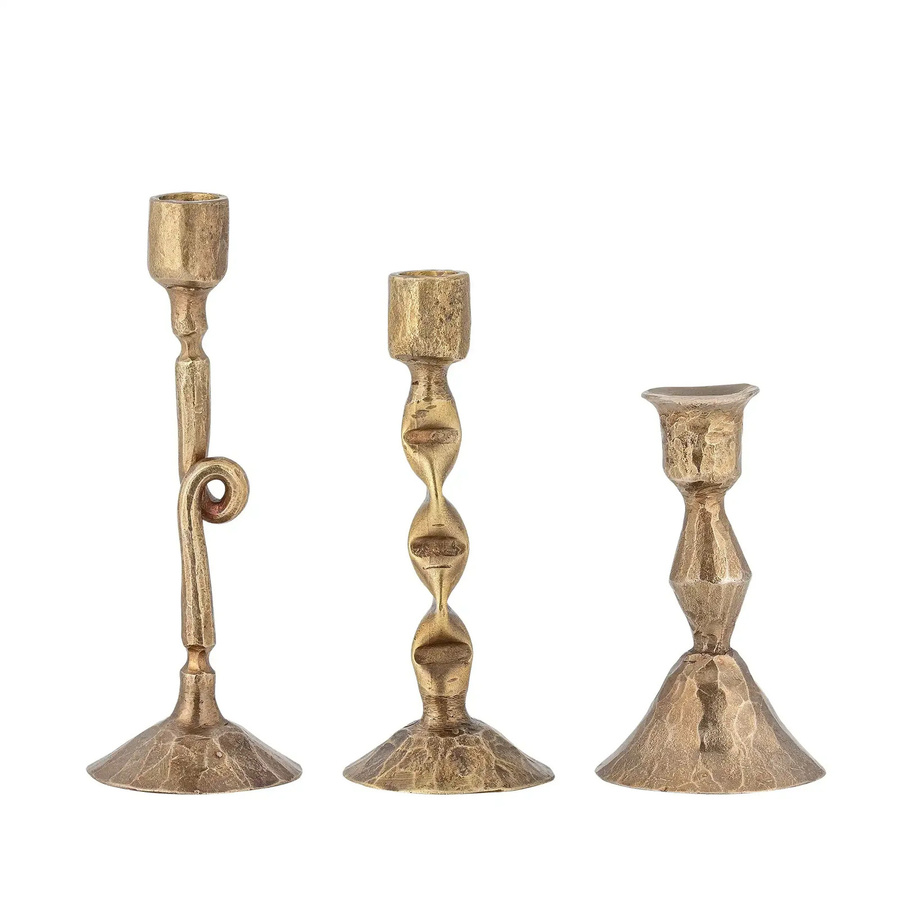Bloomingville Kerzenhalter Efsa aus Metall in Messing Gold, Set von 3 - Bild 1