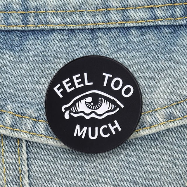 Miss Zoe Emaille-Pins, Broschen mit weinenden Augen, schwarz-weiß, Unisex - Bild 1