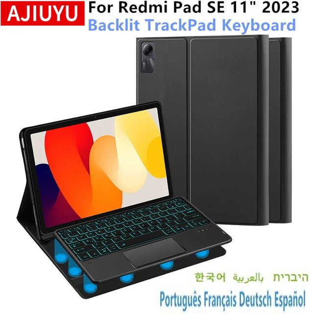 Huawei Tastatur-Schutzhülle für Xiaomi Redmi Pad SE 11 Zoll mit Hintergrundbeleuchtung und Touch-Abdeckung in Schwarz - Bild 1