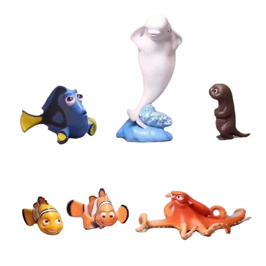 Otmagelu 6-teiliges Aquarium-Dekorationsset Welt der Fische in Multicolor und Schwarz mit Thaddäus, Clownfisch und Delfin - Bild 4