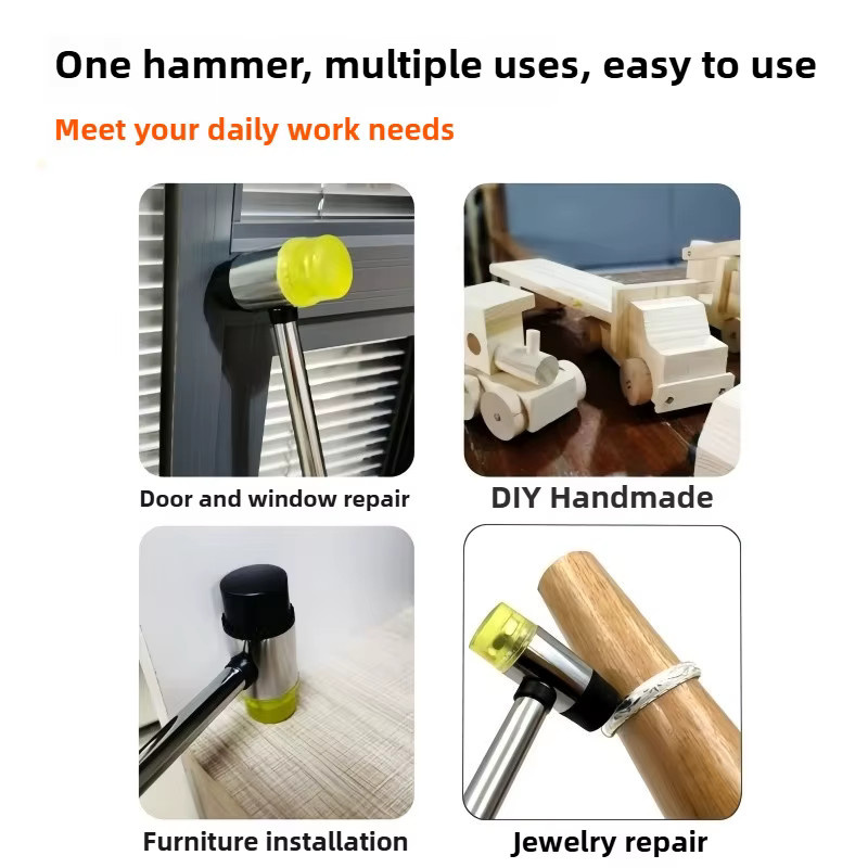 Rundkopf-Gummihammer mit abnehmbarem Doppelende für Schmuckherstellung und DIY-Bastelarbeiten in Gold und Silber - Bild 3