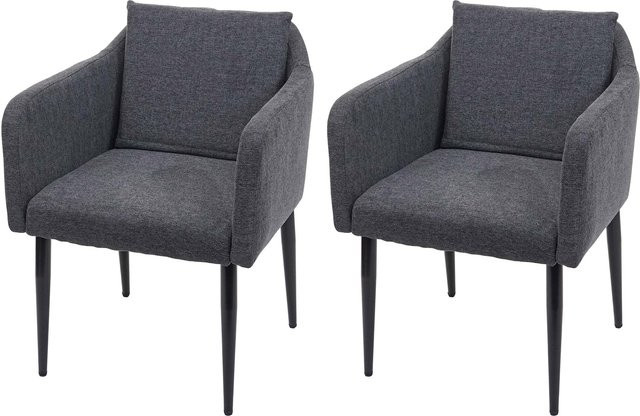 2er-Set Esszimmerstühle MCW in Dunkelgrau aus Stoff und Textil - Bild 1