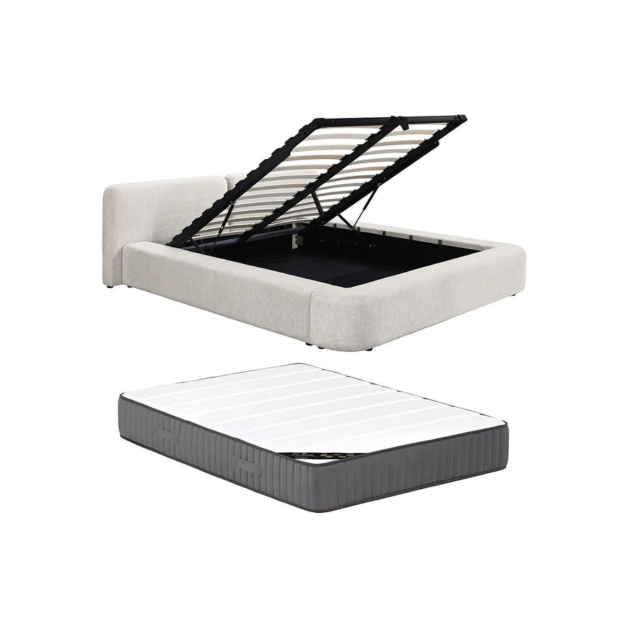 Vente-unique Bett Judalo mit Bettkasten in Beige, B/T/H: 160 x 200 x 90,5 cm - Bild 2