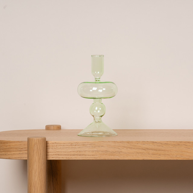 Geschwungener Glas Kerzenhalter für Stabkerzen von BLUME2000 in Mintgrün - Bild 1