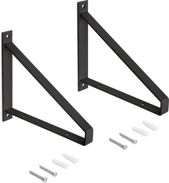 Emuca Regalträger-Set Holz Shelf aus Stahl in Schwarz mit dreieckiger Form - Bild 1