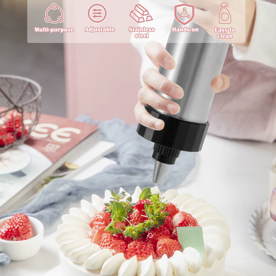 Willstar Churro Maker Set aus Edelstahl in Silber mit Spritzbeutel und verschiedenen Düsen für Gebäck und Keksformen - Bild 3