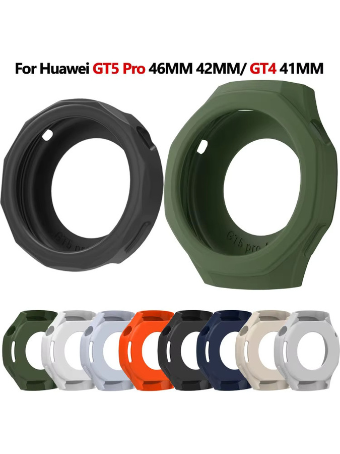 CAOWTAN Uhren-Schutzhülle Silikon, Schwarz, Huawei GT5 Pro 42mm 46mm GT4 41mm - Bild 6