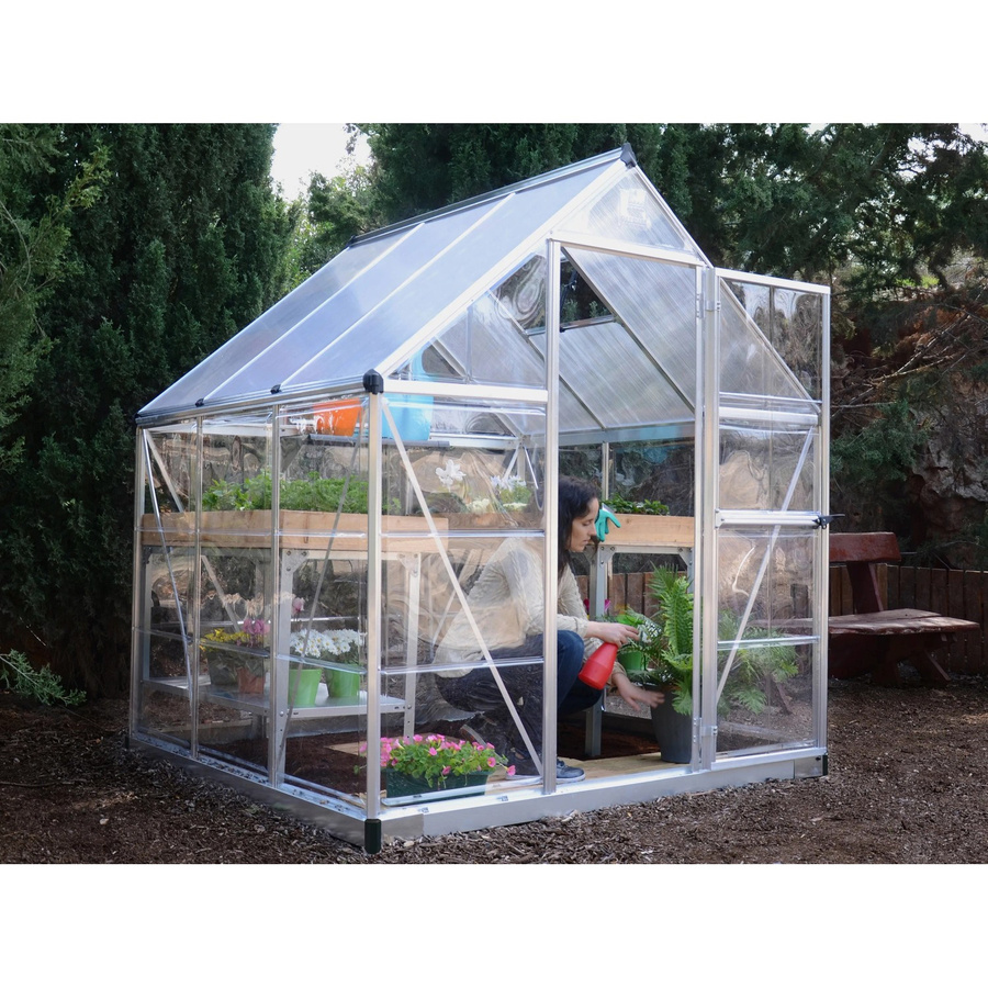 Palram Canopia Hybrid Gewächshaus mit Fundament aus Polycarbonat, Silber, L x B x H: 186 x 185 x 208 cm - Bild 2