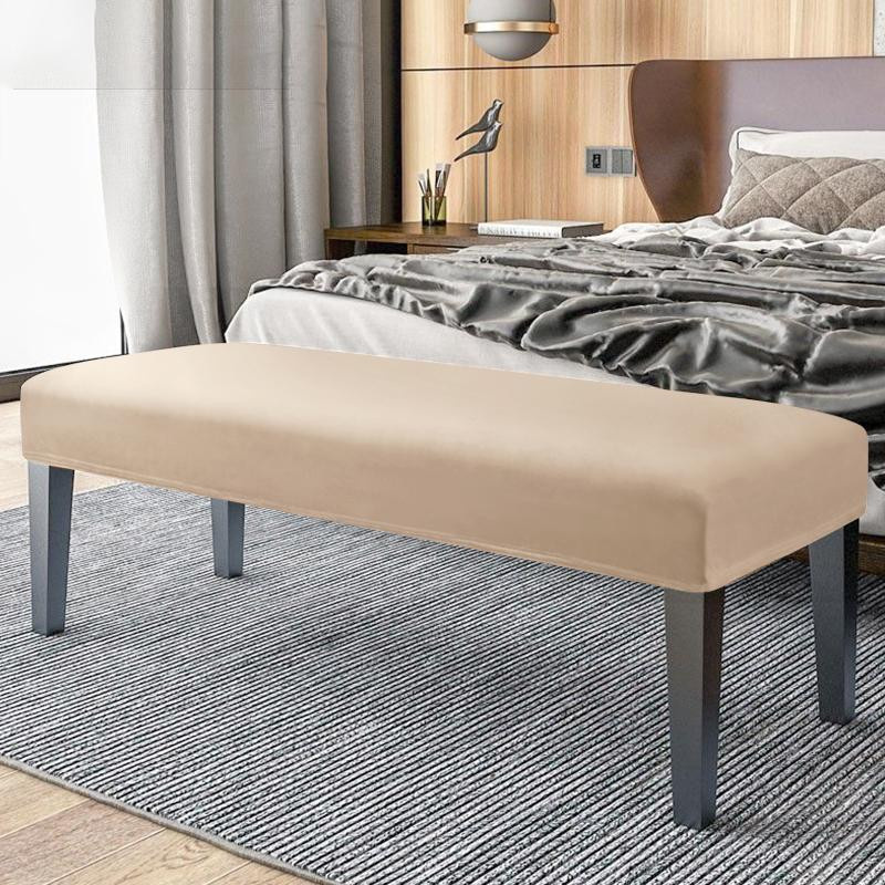Waschbarer Stretch-Bankbezug aus Samt und Elasthan in Gold für Esszimmer und Schlafzimmer - Bild 3