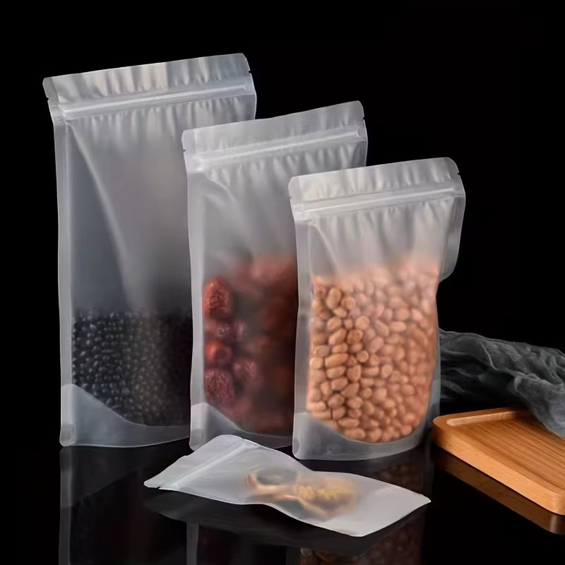 Mattierte transparente Ziplock-Beutel aus Kunststoff zur Lebensmittelaufbewahrung, wiederverschließbare Portionsbeutel für Tee, Nüsse, Snacks und Kräuter - Bild 2