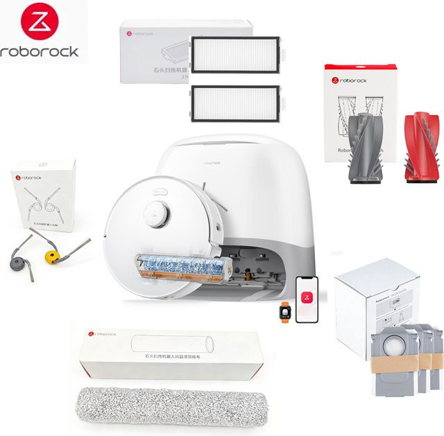 Roborock Qrevo Curv Ersatzteile für Roboterstaubsauger Seitenbürste Hauptbürste Filter Wischmopp und Staubbeutel - Bild 1