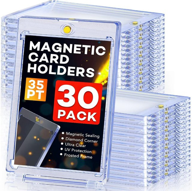 30 Stück UV-beständige magnetische Kartenaufbewahrungsboxen aus Acryl in Transparent, 35Pt Kartenhalter mit Magnetverschluss für Sammler - Bild 1