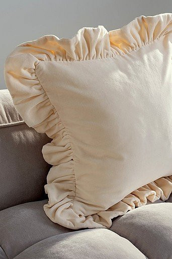 Jotex Kissenbezug Frille aus Baumwolle, Farbe: Beige/Weiß, B/T/H: 50 x 50 x 50 cm - Bild 1
