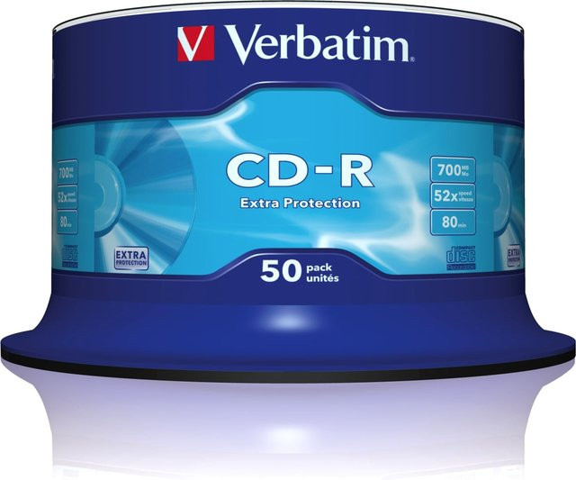 Verbatim CD-R Rohlinge 700 MB 52x in Blau, 50er-Pack - Bild 1