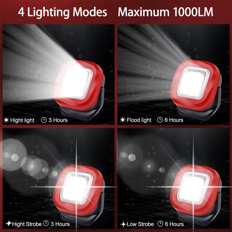 ESMARTER COB LED Notfall-Arbeitsleuchte mit 4 Beleuchtungsmodi, 2400mAh wiederaufladbar, wasserdicht und magnetisch, Farbe: Weiß und Rot - Bild 3
