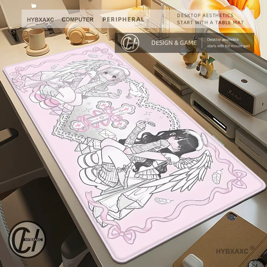 Wasserdichtes Gaming Mauspad mit Cartoon-Maus-Design von HYBXAXC in Weiß oder Pink - Bild 2
