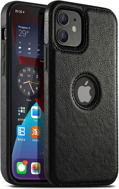 Ultradünne Business-Lederhülle für Apple iPhone in Schwarz - Bild 1