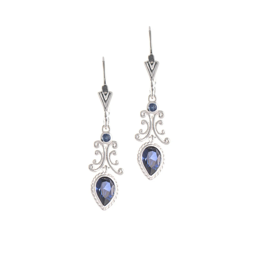 Ohrringe 925 Silber, Zirkonia, blau - Bild 1