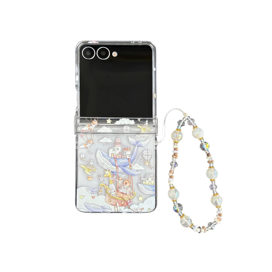 Clear Laser Cute Cloud Drifting Record Handyhülle für Samsung Galaxy Z Flip 7 6 5 4 3 mit Lanyard und Scharnierabdeckung, Transparent - Bild 7
