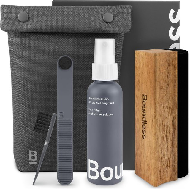 Boundless Audio Schallplattenreiniger-Set in Schwarz, 5-teilig mit Samt-Schallplattenbürste und Tonabnehmer-Reiniger - Bild 1