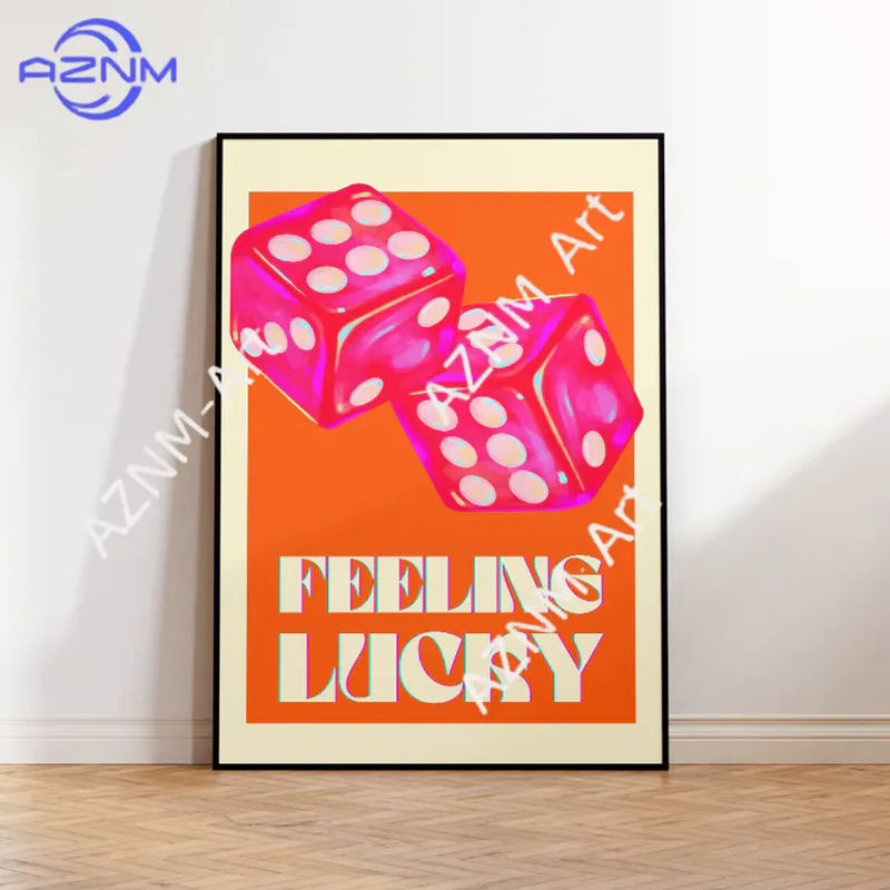 KAYOU Wandkunst Pink Orange Feeling Lucky Quotes Leinwandgemälde im minimalistischen Y2K Design - Bild 5