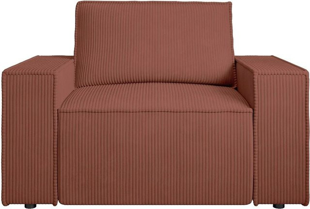 Vente-unique Sessel Amelia mit gerader Rückenlehne und Armlehnen in Rosa Cord - Bild 1