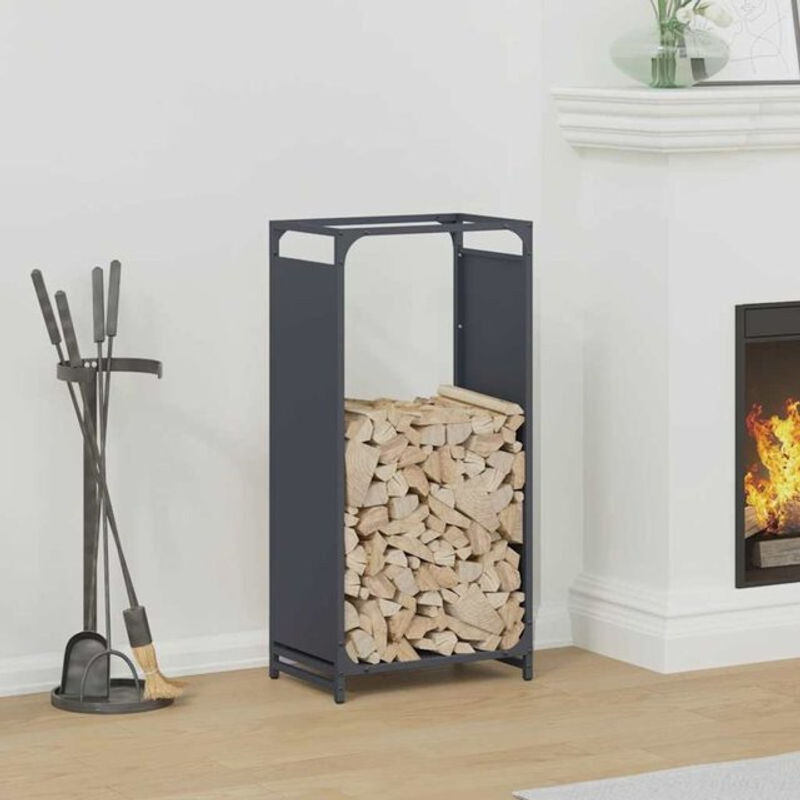 Brennholzregal aus kaltgewalztem Stahl von Vidaxl in Anthrazit, B/T/H: 44 x 28 x 90 cm - Bild 1