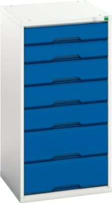 Schubladenschrank Bott verso mit 7 Schubladen, abschließbar, Stahlblech, lichtgrau/enzianblau, B/T/H: 52,5 x 55,0 x 100,0 cm - Bild 1