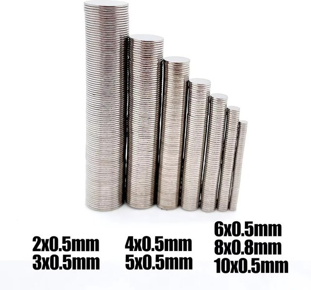 Runde kleine Magnete in Silber für Kühlschrank, Büro und Heimwerken, Durchmesser: 10 mm, Tiefe: 0,5 mm - Bild 1