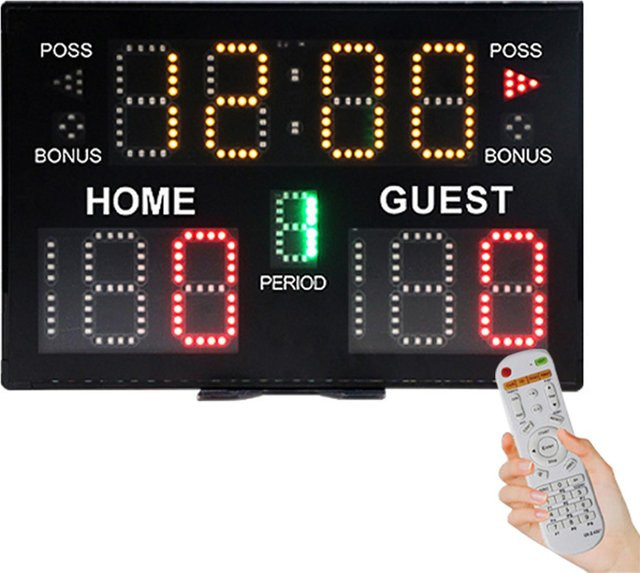 Digitale LED-Anzeigetafel von aimo für den Innenbereich in Schwarz mit UK-Stecker für Basketball, Volleyball, Tennis und Boxkampf - Bild 1