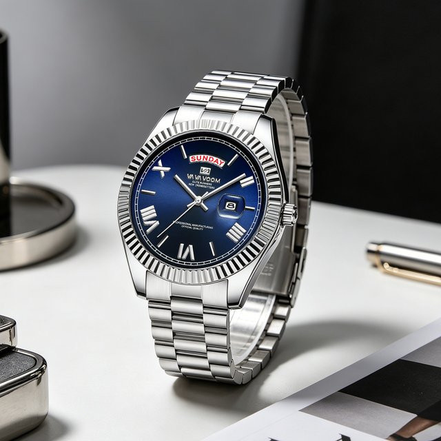 VA VA VOOM Armbanduhr Edelstahl, Quarz, 41 mm, Herren, Blau - Bild 1