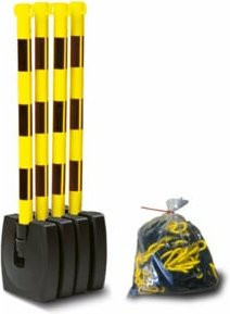 Moravia Klappbarer Kettenständer Schwarz/Gelb mit 2 Kettenhaken und Fußplatte B: 5 cm, H: 90 cm - Bild 1