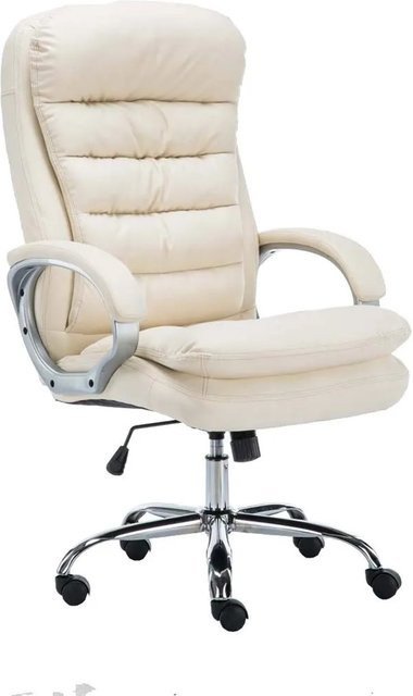 DELUKE Bürostuhl SOUK in Creme mit Kunstleder und Chromoptik, H: 77 cm, B: 68 cm, T: 116 cm - Bild 1