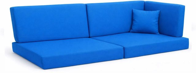 Setgarden Comfort Palettenkissen 6er Set Blau mit Sitzkissen und Rückenkissen für Outdoor, Sitzkissen B/T/H: 120 x 60 x 10 cm, Rückenkissen B/T/H: 120 x 40 x 10 cm - Bild 1