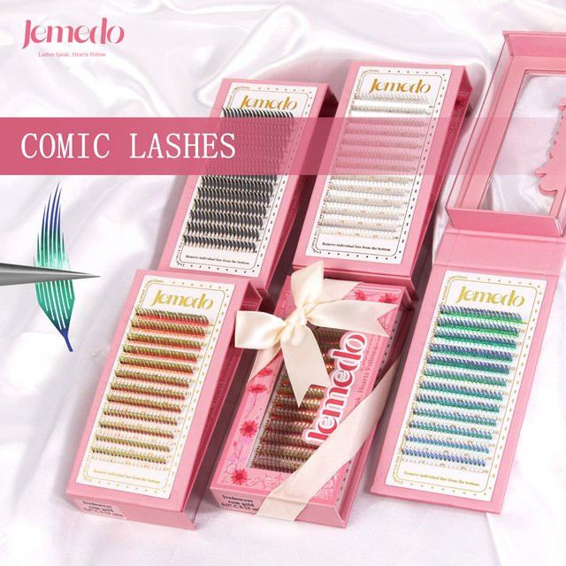 JEMEDO Wimpern-Cluster, bunte Comic-Wimpern, glänzend - Bild 1
