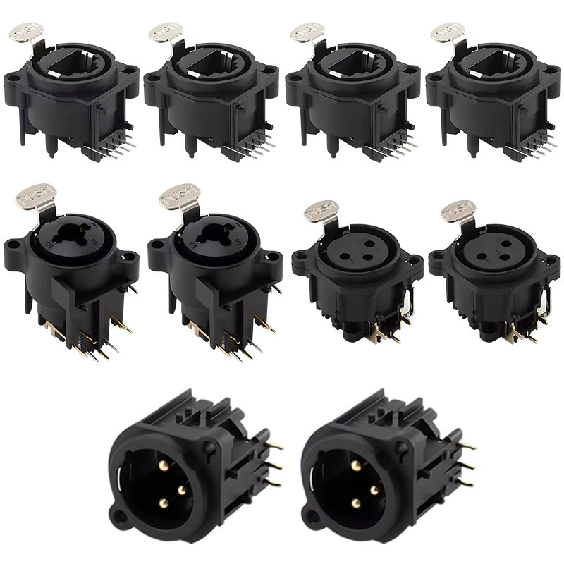 TITAK 10 Stück XLR-Buchsen für Panelmontage mit Druckknopf, schwarze Kunststoff-RJ45 3-Pin Anschlüsse für Lautsprecher - Bild 4