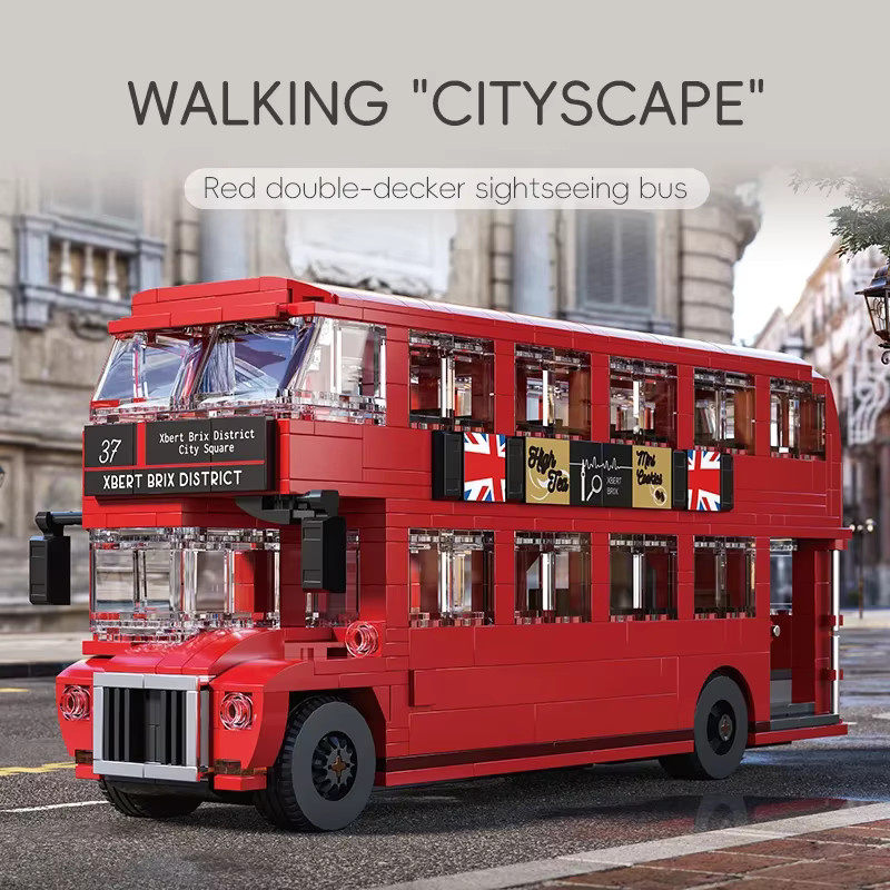 AMAZINGBLOKS Britischer Retro-Doppeldecker-Bus, Modellbausatz, 745 Teile, ab 14 Jahren - Bild 2