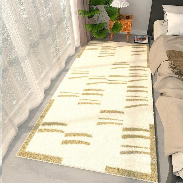 Moderner Teppich in Weiß mit abstraktem Design aus Polyester, rutschfest und pflegeleicht, B/T: 60 x 40 cm - Bild 1