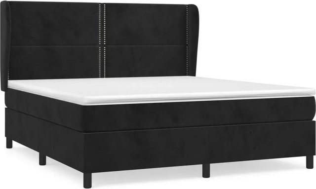 vidaXL Boxspringbett mit Matratze Schwarz Samt B/T/H: 180 x 200 x 128 cm - Bild 1