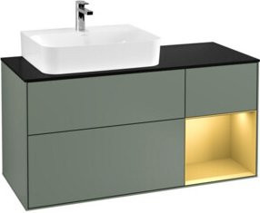 V&B Waschtischunterschrank Finion mit Wandbeleuchtung, Breite: 120 cm, Tiefe: 50,1 cm, Höhe: 50,1 cm, Farbe: Lackiert, Oliv Matt - Bild 1