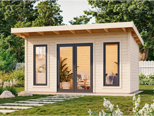 Palmako Gartenhaus Aurelia aus Fichtenholz mit Pultdach in Natur, B: 446 cm, T: 300 cm, H: 264 cm - Bild 3
