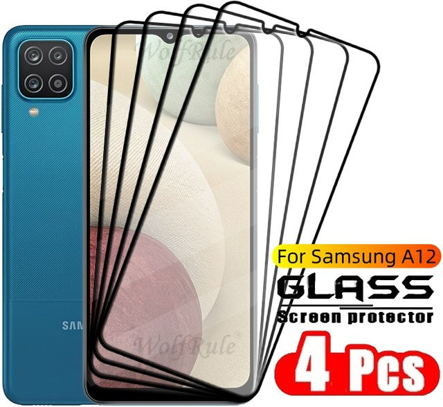 4er-Pack Vollflächige Glas-Displayschutzfolie für Samsung Galaxy A12, Transparent, 9H Härtegrad, HD-Qualität - Bild 1
