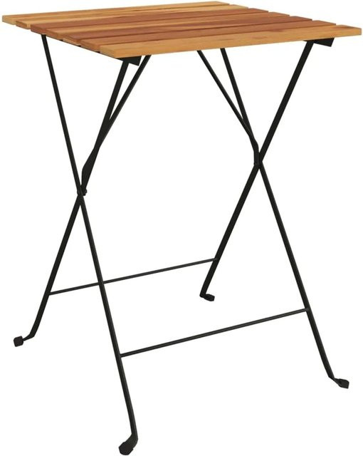 vidaXL Bistrotisch klappbar aus Massivholz Teak und Stahl in Braun, B/T/H: 55 x 54 x 71 cm - Bild 1