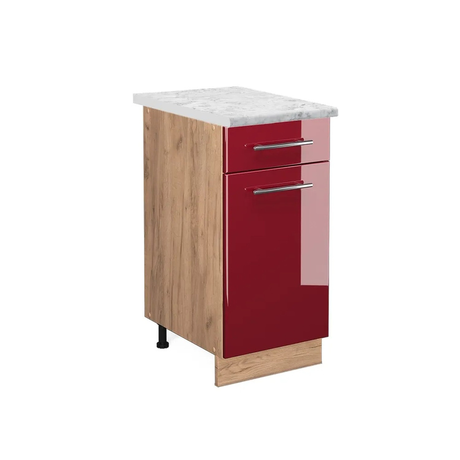 Vicco Küchenunterschrank Fame-Line Bordeaux Hochglanz in Rot, Gold und Eiche mit Soft-Close-Türen, B: 40 cm, H: 82 cm, T: 60 cm - Bild 2