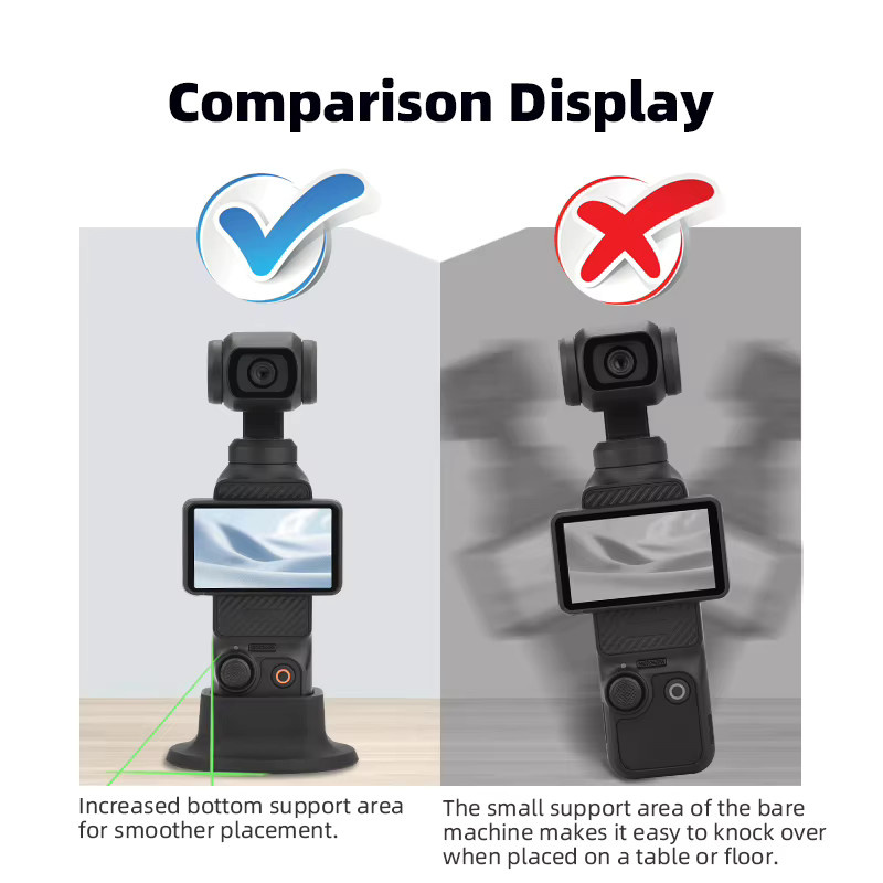 BRDRC Silikon-Desktop-Basis für DJI Pocket 3, Handheld-Gimbal-Unterstützungsadapter in Schwarz - Bild 3