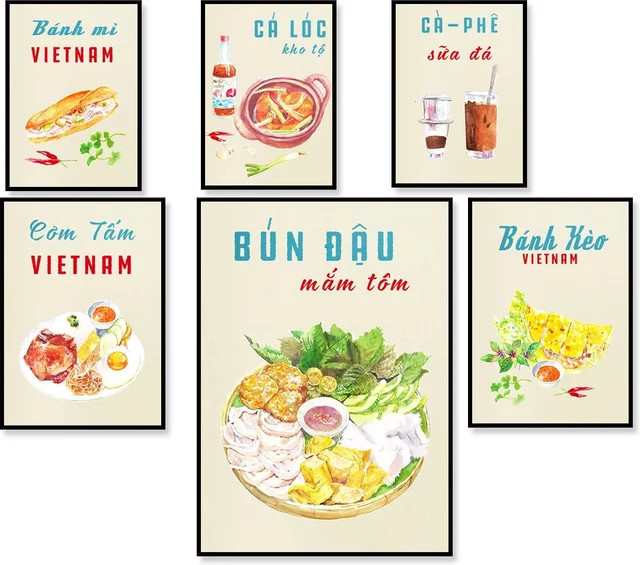 Vietnamesisches Essen Poster Potdemiel mit asiatischen Spezialitäten in Mehrfarbig - Bild 1
